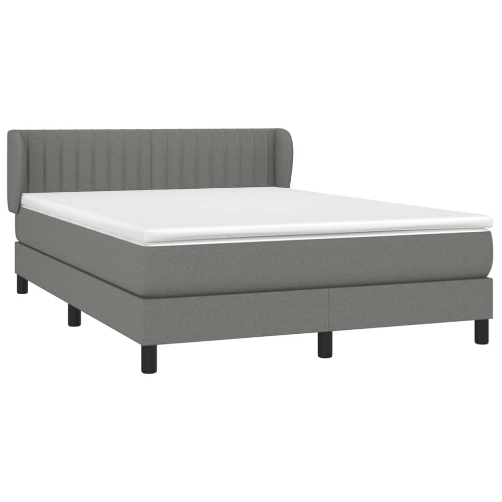 Produktbild för Ramsäng med madrass mörkgrå 140x190 cm tyg
