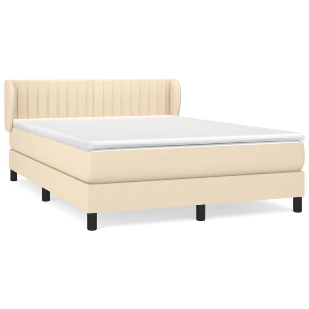 Produktbild för Ramsäng med madrass gräddvit 140x190 cm tyg