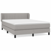 Produktbild för Ramsäng med madrass ljusgrå 140x200 cm tyg