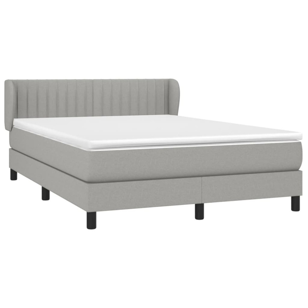 Produktbild för Ramsäng med madrass ljusgrå 140x200 cm tyg