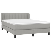 Produktbild för Ramsäng med madrass ljusgrå 140x200 cm tyg