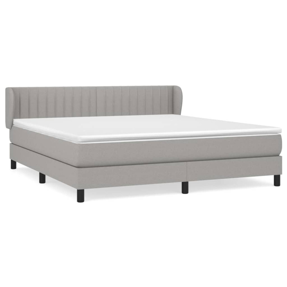 Produktbild för Ramsäng med madrass ljusgrå 160x200 cm tyg