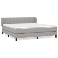 Produktbild för Ramsäng med madrass ljusgrå 160x200 cm tyg