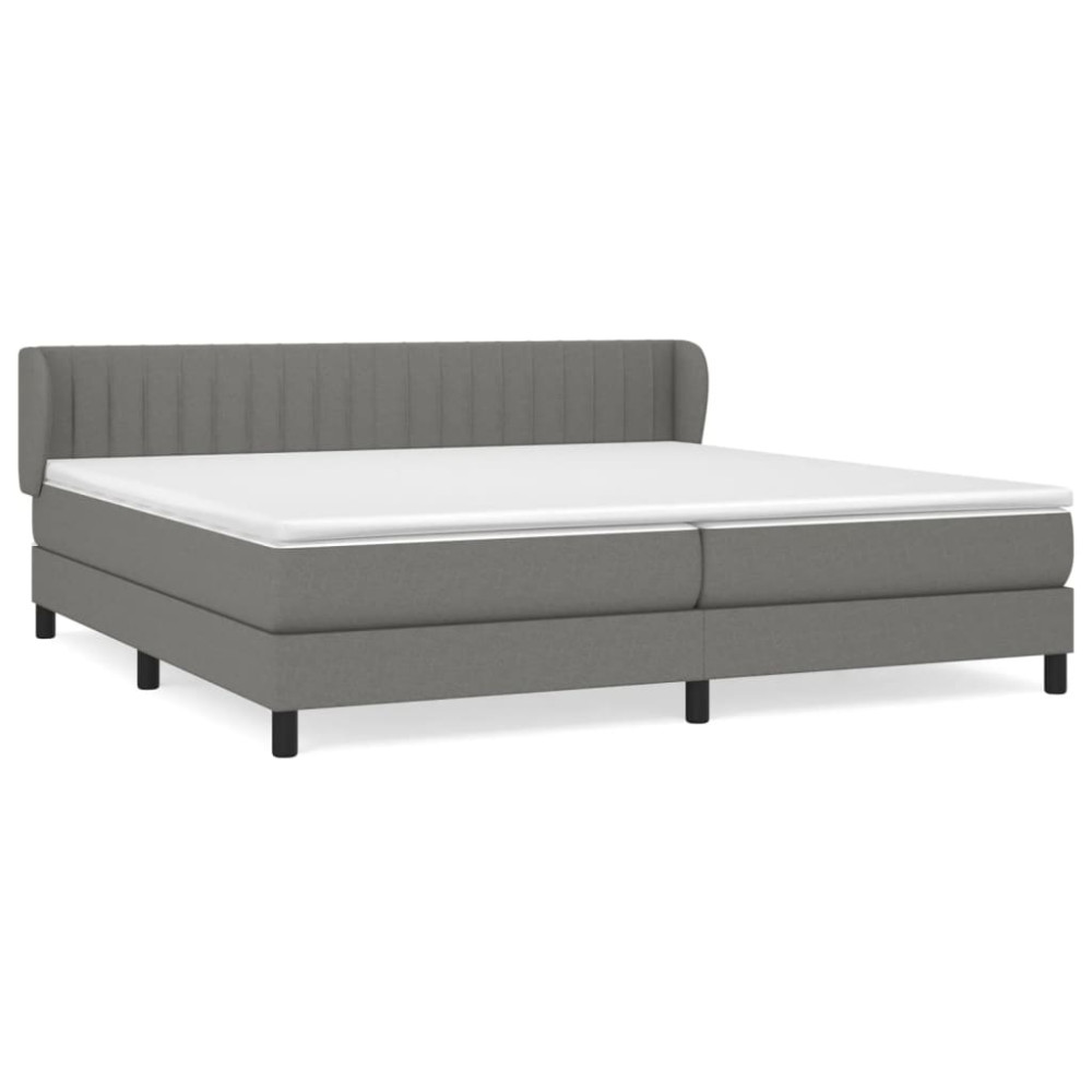 Produktbild för Ramsäng med madrass mörkgrå 200x200 cm tyg
