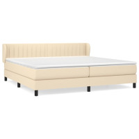 Produktbild för Ramsäng med madrass gräddvit 200x200 cm tyg