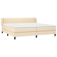 Produktbild för Ramsäng med madrass gräddvit 200x200 cm tyg