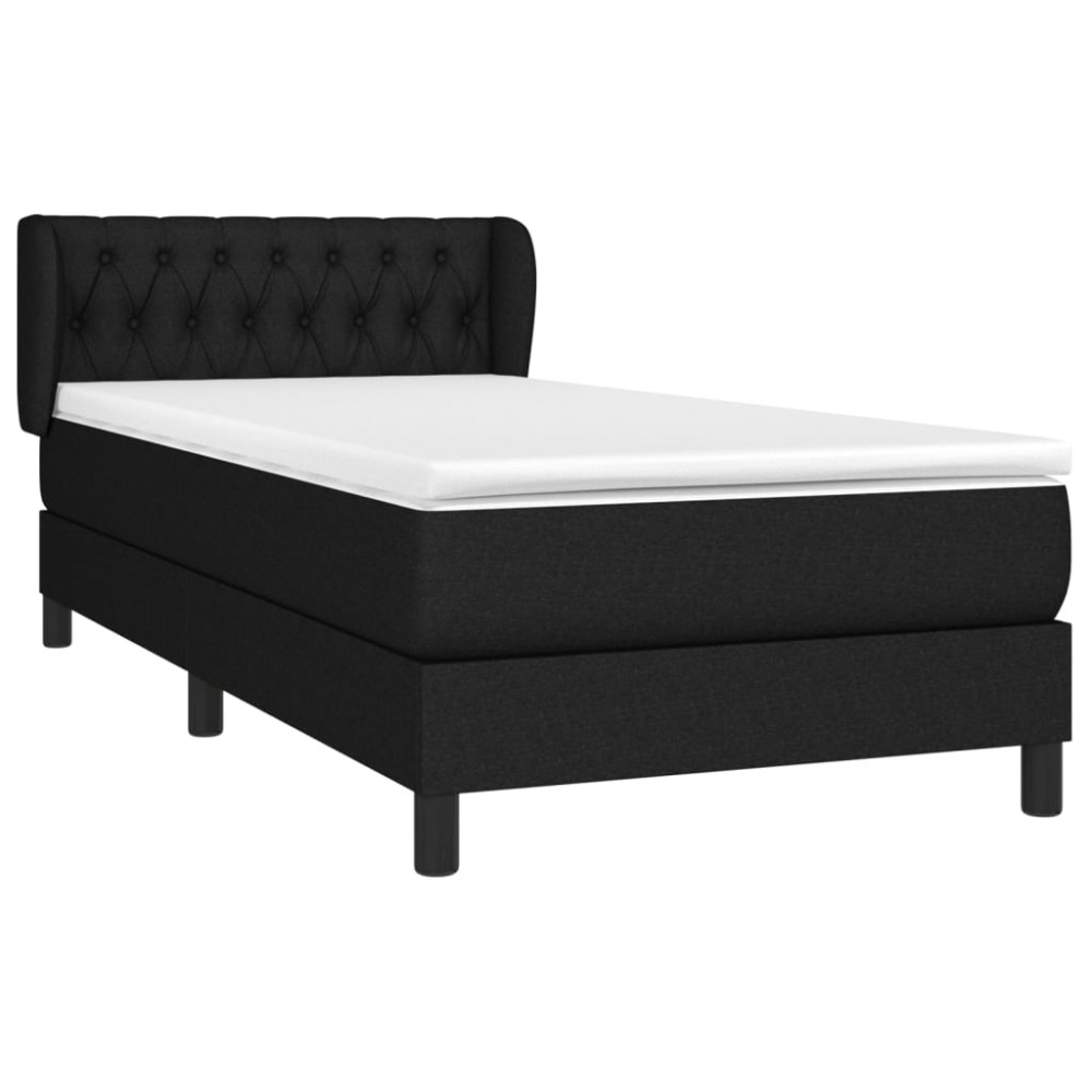 Produktbild för Ramsäng med madrass svart 90x190 cm tyg