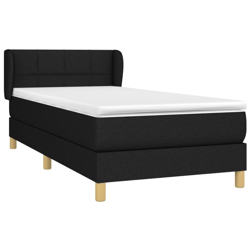 Produktbild för Ramsäng med madrass svart 80x200 cm tyg