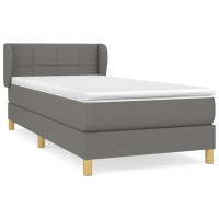 Produktbild för Ramsäng med madrass mörkgrå 90x190 cm tyg