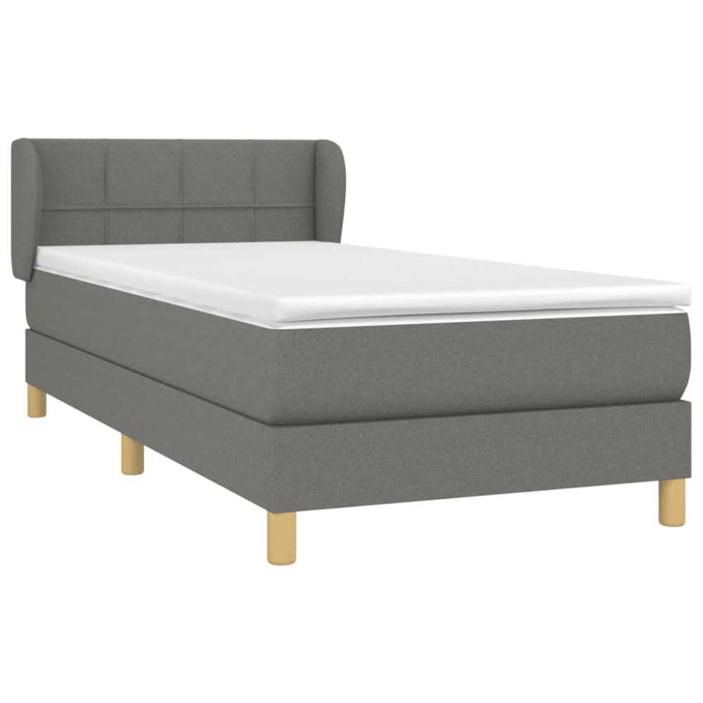 Produktbild för Ramsäng med madrass mörkgrå 90x190 cm tyg
