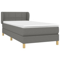 Produktbild för Ramsäng med madrass mörkgrå 90x190 cm tyg