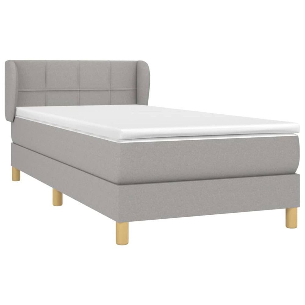 Produktbild för Ramsäng med madrass ljusgrå 90x200 cm tyg