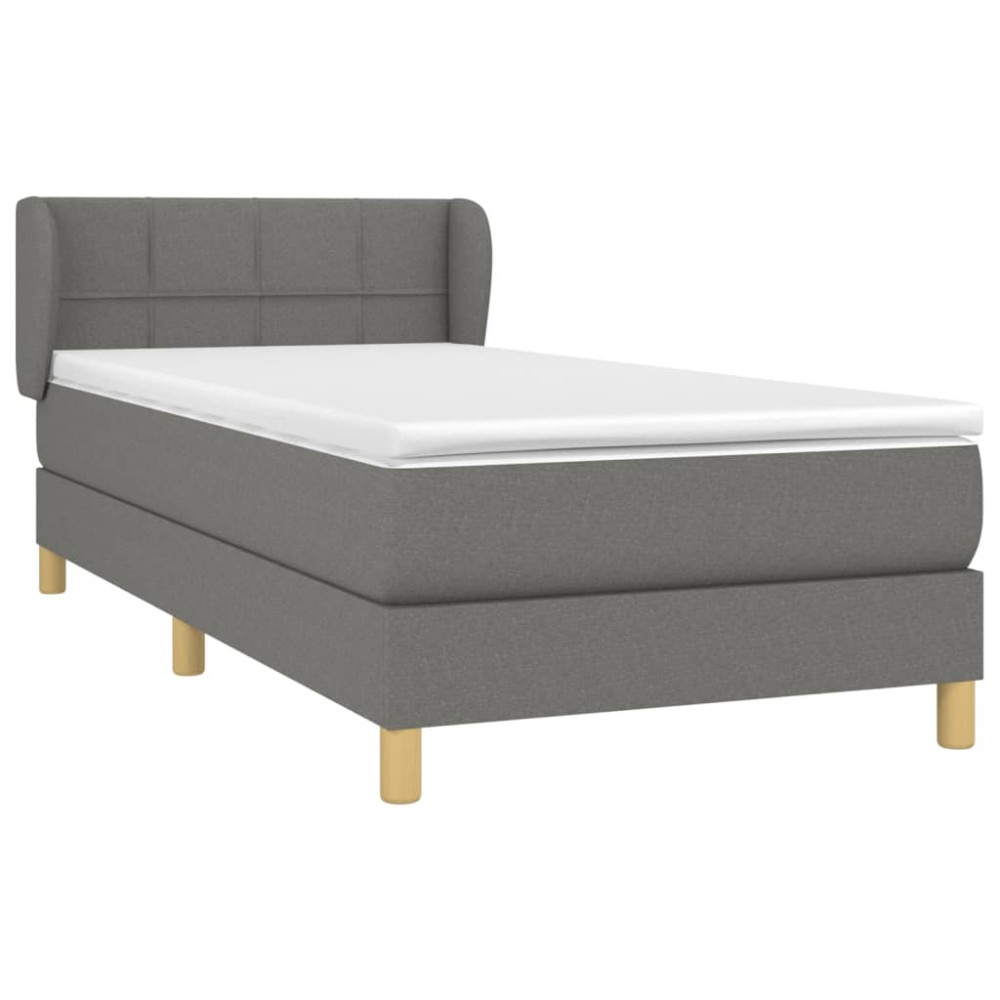 Produktbild för Ramsäng med madrass mörkgrå 90x200 cm tyg