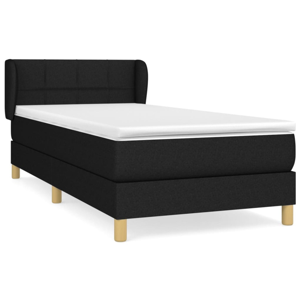 Produktbild för Ramsäng med madrass svart 90x200 cm tyg