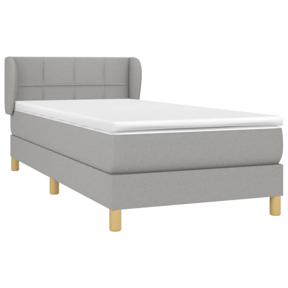 Produktbild för Ramsäng med madrass ljusgrå 100x200 cm tyg