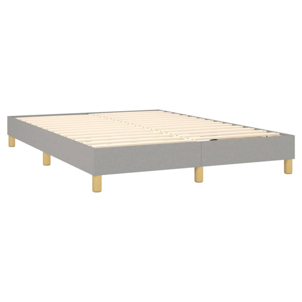 Produktbild för Ramsäng med madrass ljusgrå 140x190 cm tyg