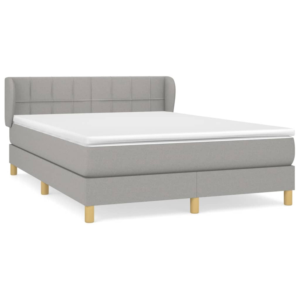 Produktbild för Ramsäng med madrass ljusgrå 140x200 cm tyg