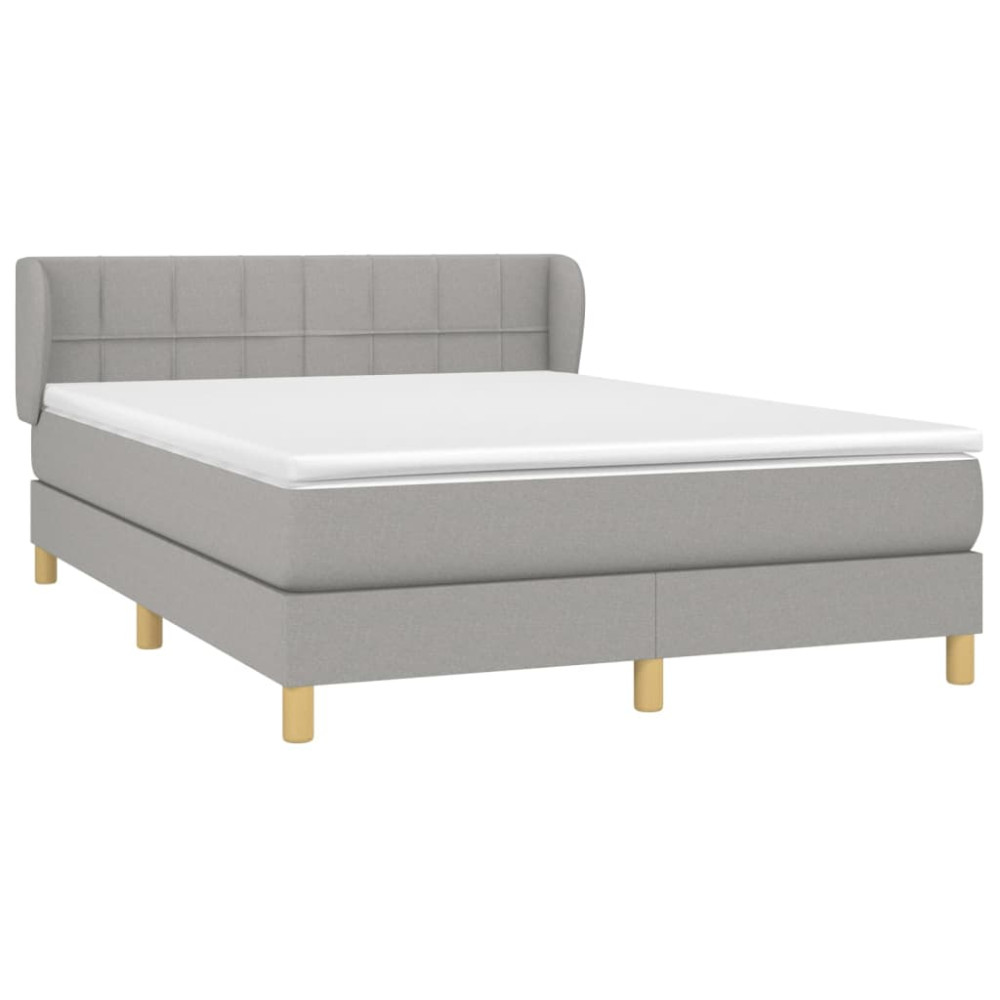 Produktbild för Ramsäng med madrass ljusgrå 140x200 cm tyg