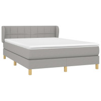 Produktbild för Ramsäng med madrass ljusgrå 140x200 cm tyg