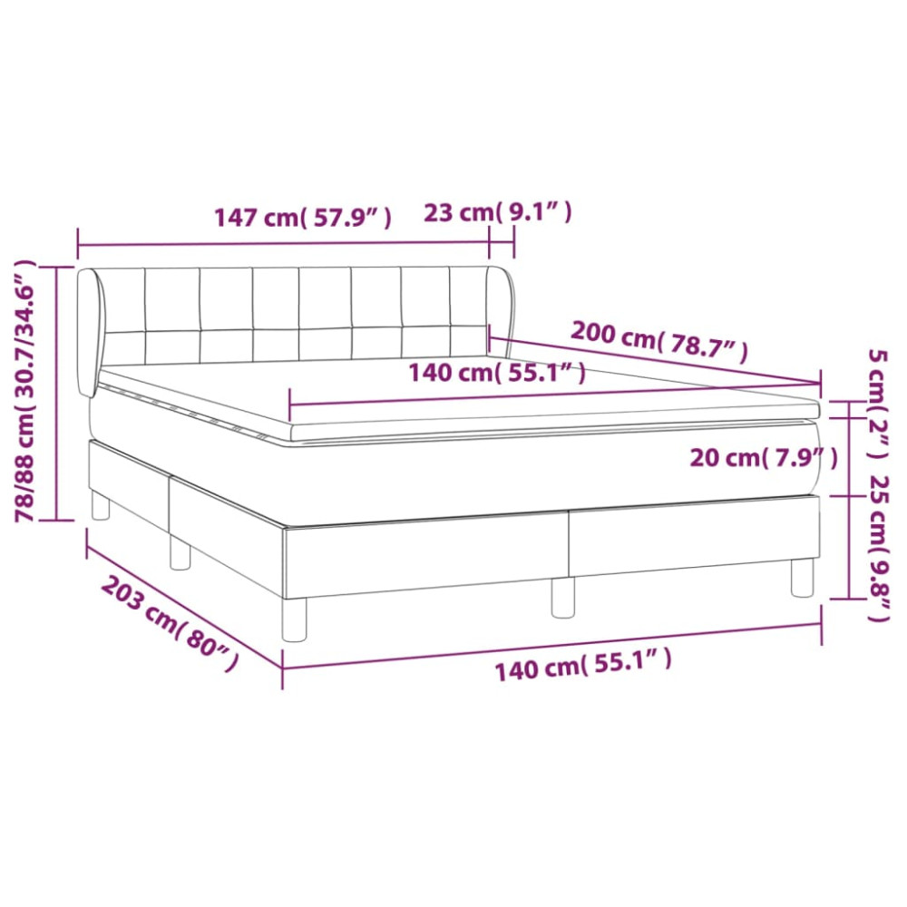 Produktbild för Ramsäng med madrass ljusgrå 140x200 cm tyg