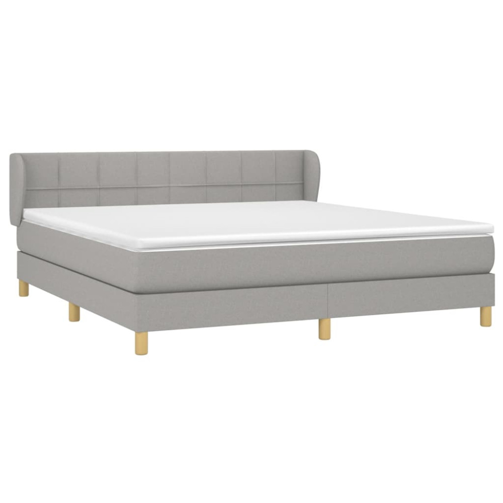Produktbild för Ramsäng med madrass ljusgrå 160x200 cm tyg
