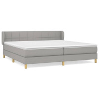 Produktbild för Ramsäng med madrass ljusgrå 200x200 cm tyg
