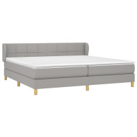 Produktbild för Ramsäng med madrass ljusgrå 200x200 cm tyg