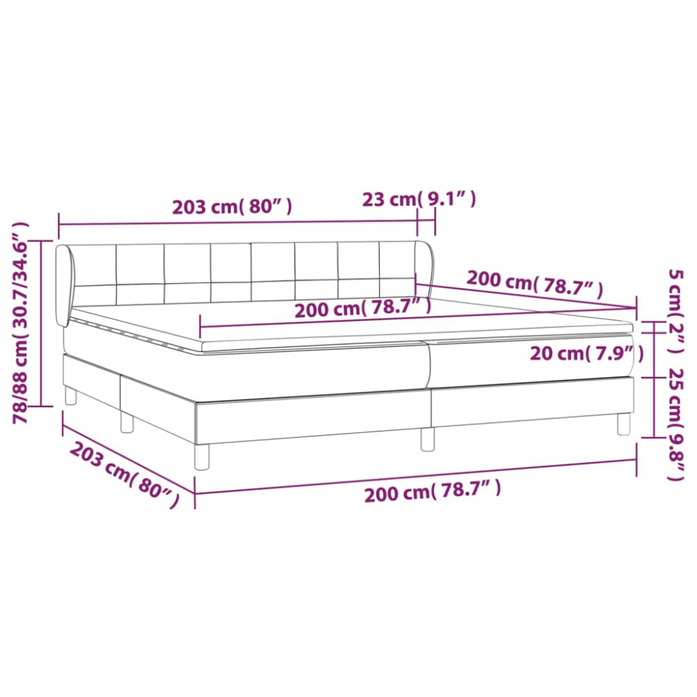 Produktbild för Ramsäng med madrass ljusgrå 200x200 cm tyg