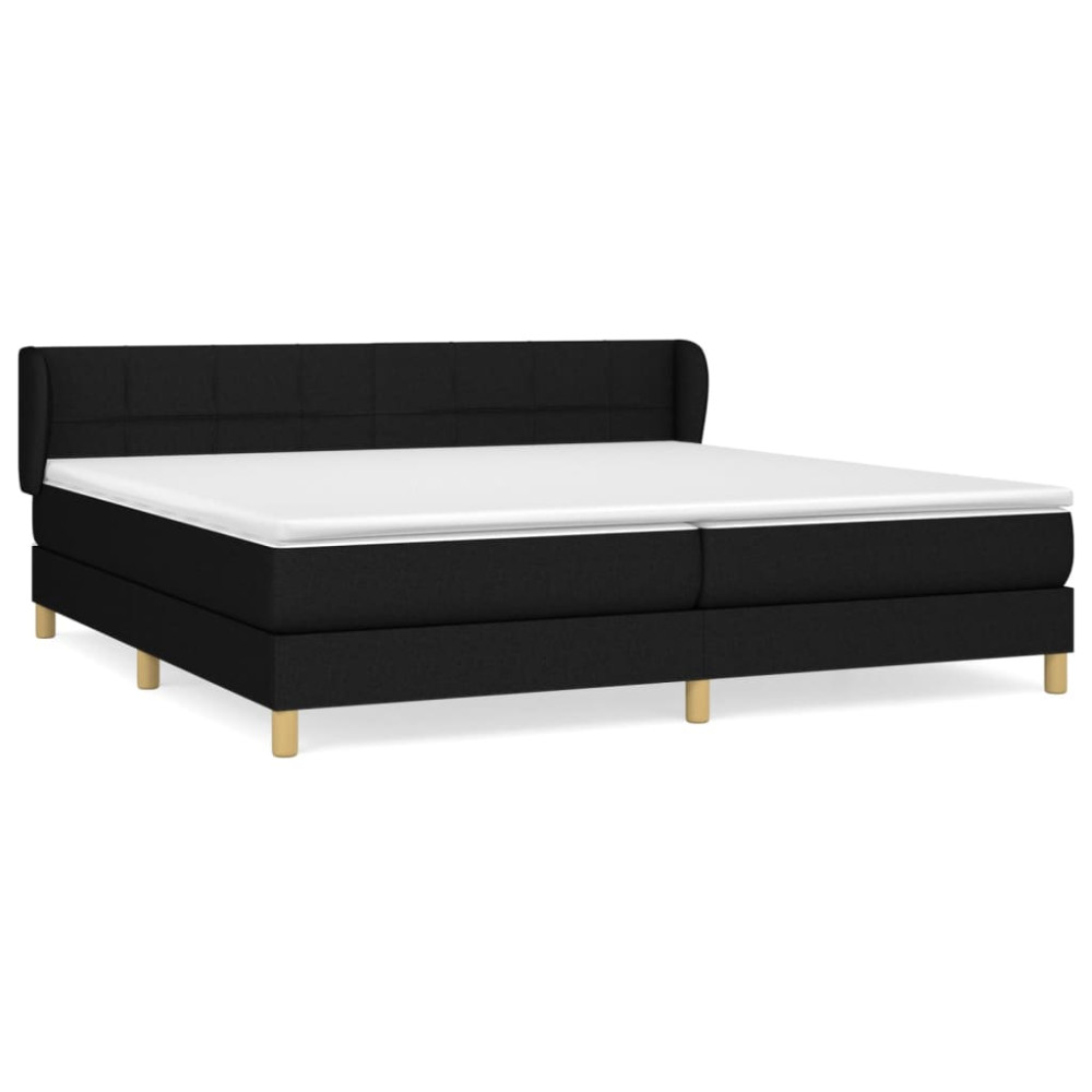 Produktbild för Ramsäng med madrass svart 200x200 cm tyg