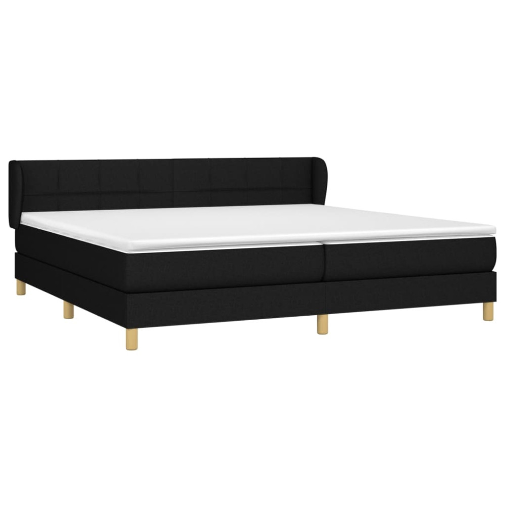Produktbild för Ramsäng med madrass svart 200x200 cm tyg