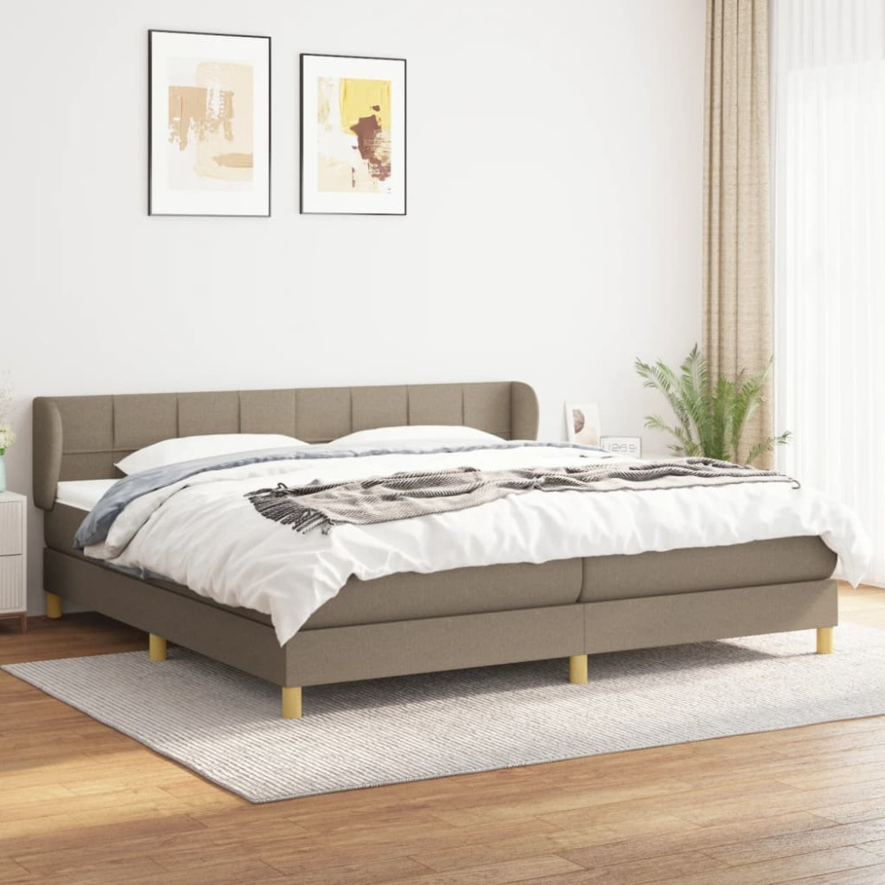 Produktbild för Ramsäng med madrass taupe 200x200 cm tyg