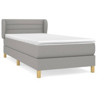 Produktbild för Ramsäng med madrass ljusgrå 80x200 cm tyg