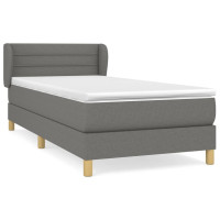 Produktbild för Ramsäng med madrass mörkgrå 90x190 cm tyg