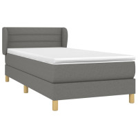 Produktbild för Ramsäng med madrass mörkgrå 90x190 cm tyg