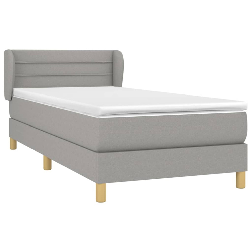 Produktbild för Ramsäng med madrass ljusgrå 90x200 cm tyg