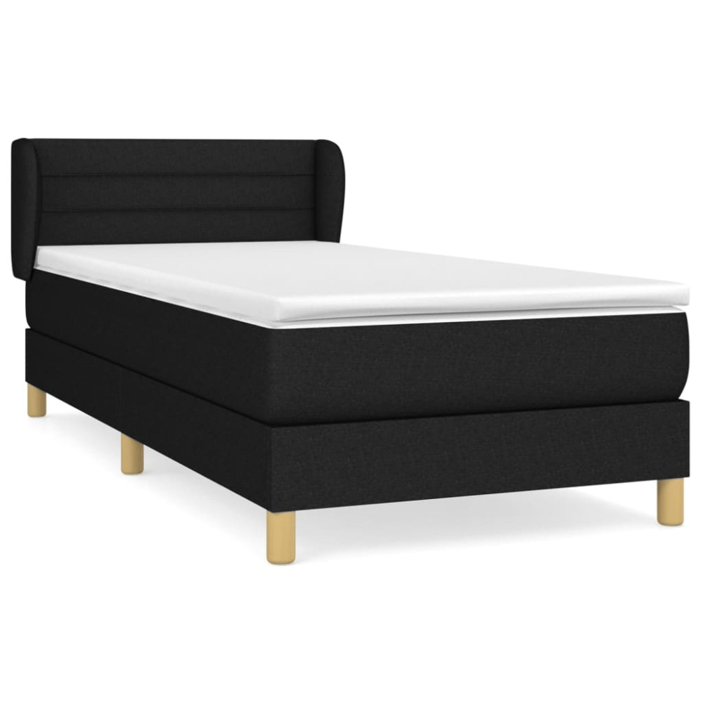 Produktbild för Ramsäng med madrass svart 100x200 cm tyg