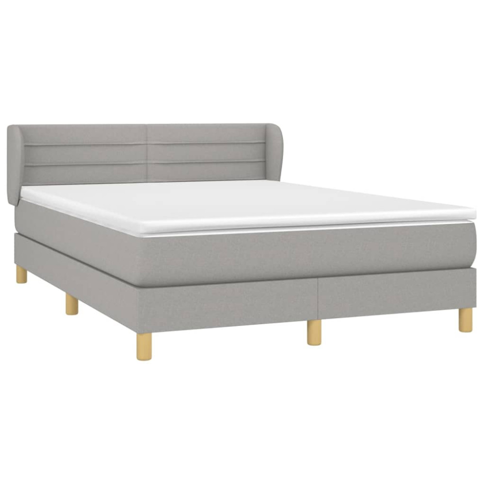 Produktbild för Ramsäng med madrass ljusgrå 140x190 cm tyg