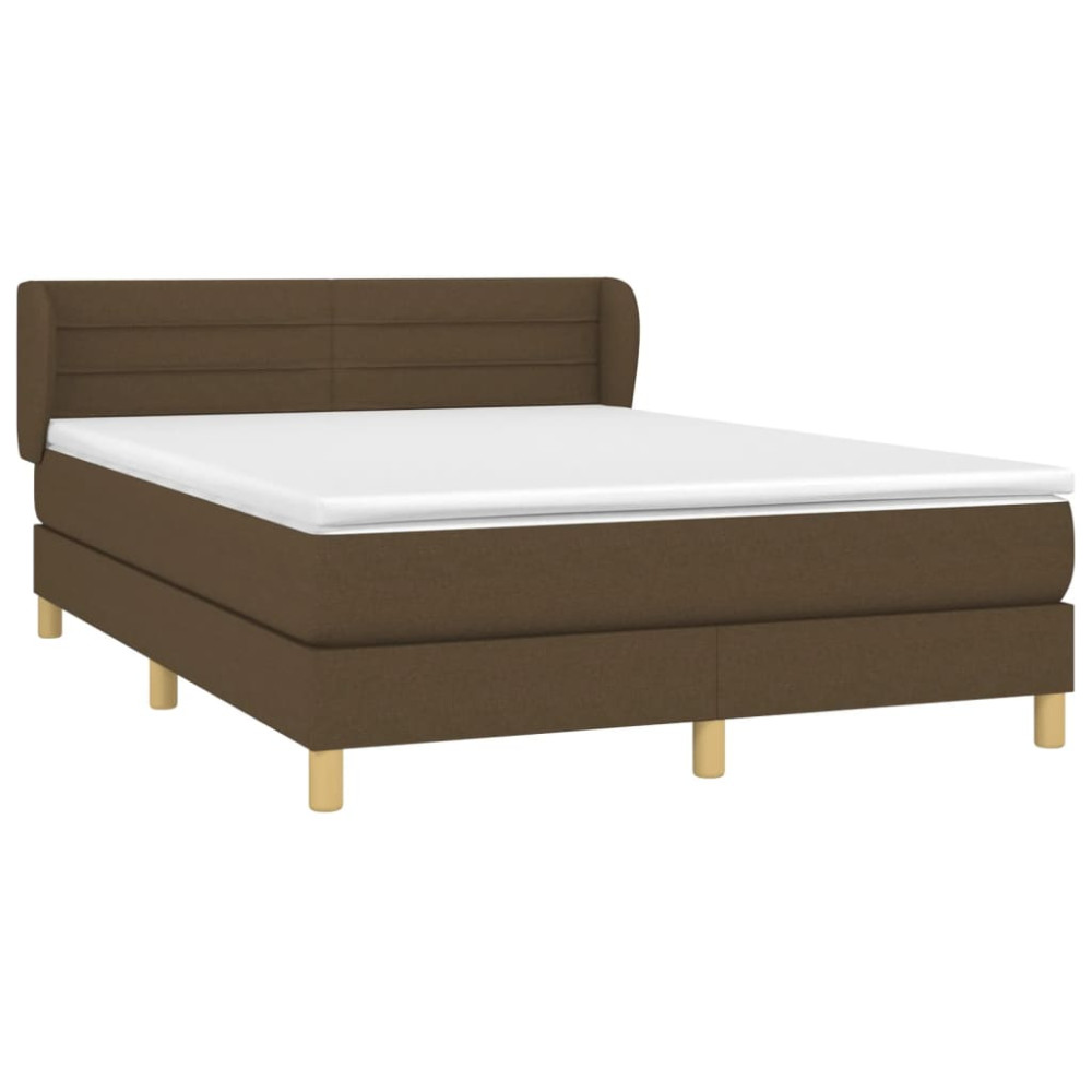 Produktbild för Ramsäng med madrass mörkbrun 140x190 cm tyg