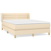Produktbild för Ramsäng med madrass gräddvit 140x190 cm tyg