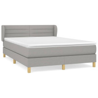 Produktbild för Ramsäng med madrass ljusgrå 140x200 cm tyg