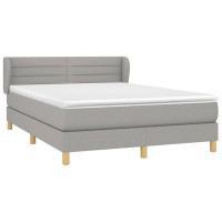 Produktbild för Ramsäng med madrass ljusgrå 140x200 cm tyg