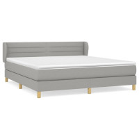 Produktbild för Ramsäng med madrass ljusgrå 160x200 cm tyg