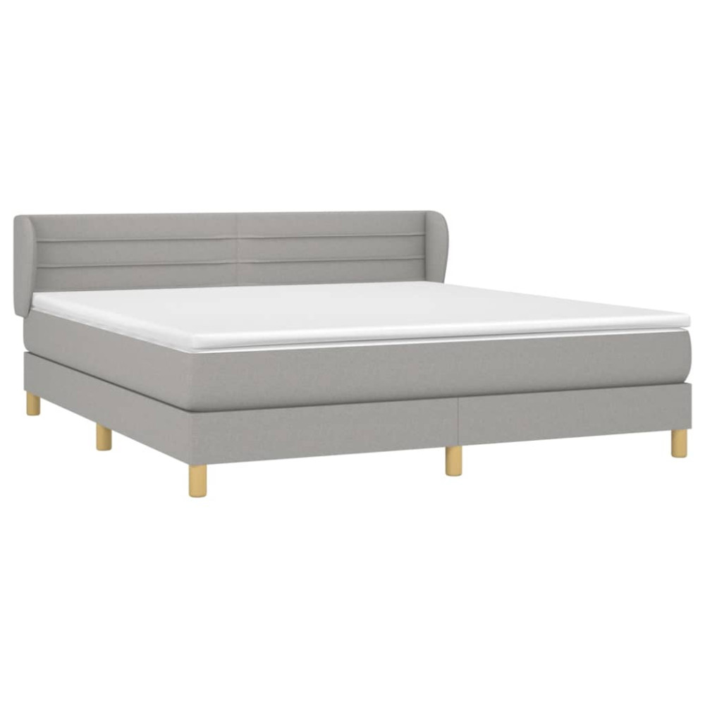 Produktbild för Ramsäng med madrass ljusgrå 160x200 cm tyg