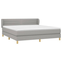 Produktbild för Ramsäng med madrass ljusgrå 160x200 cm tyg
