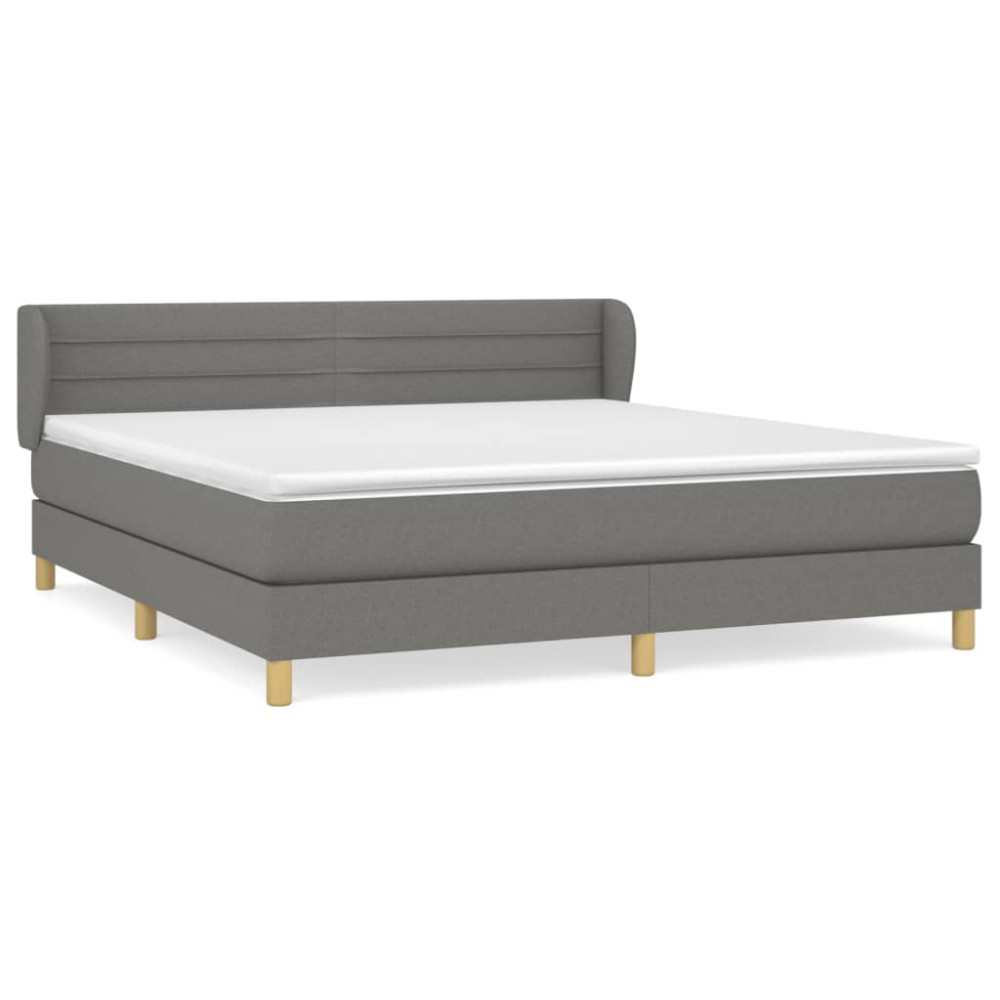 Produktbild för Ramsäng med madrass mörkgrå 160x200 cm tyg
