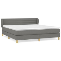 Produktbild för Ramsäng med madrass mörkgrå 160x200 cm tyg