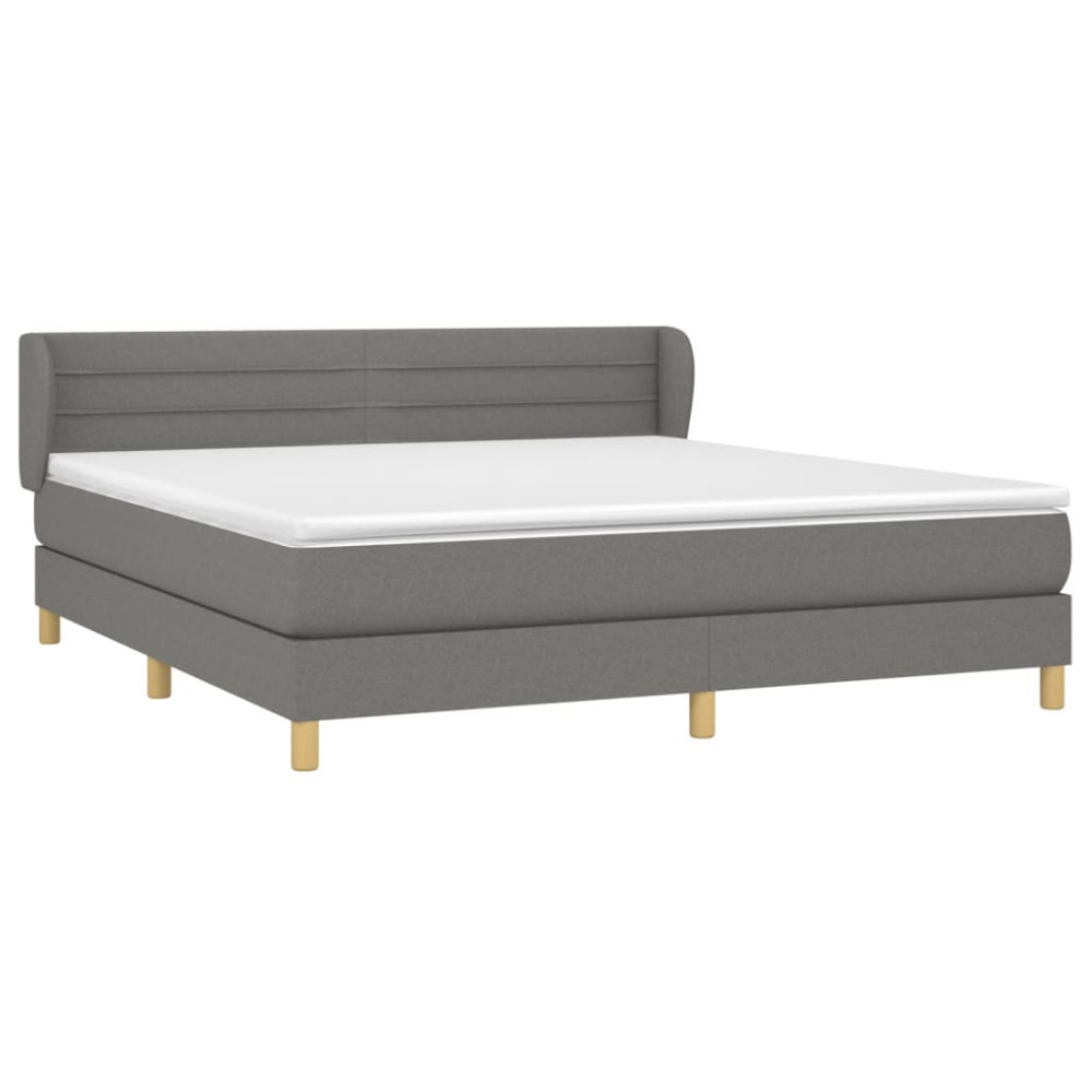 Produktbild för Ramsäng med madrass mörkgrå 160x200 cm tyg