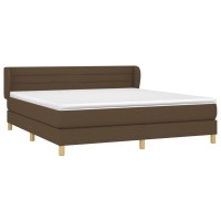 Produktbild för Ramsäng med madrass mörkbrun 160x200 cm tyg