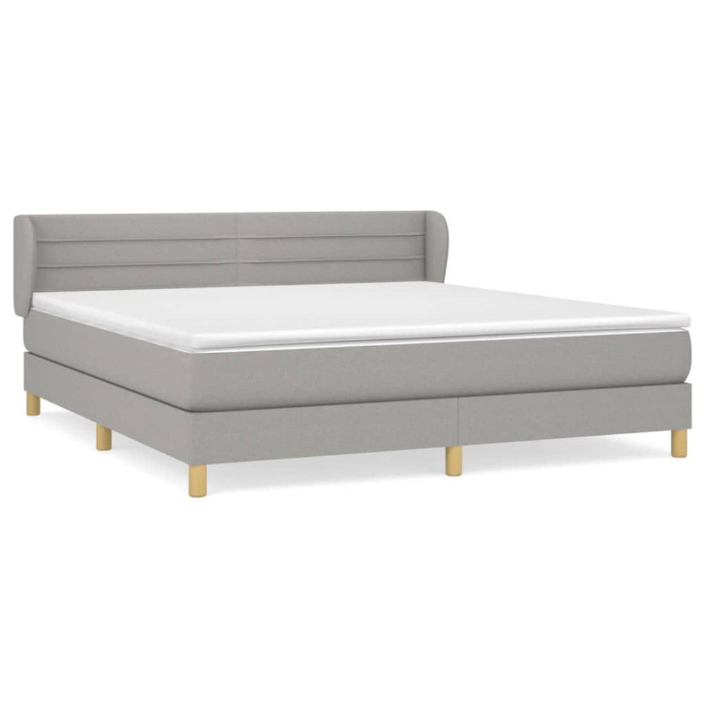 Produktbild för Ramsäng med madrass ljusgrå 180x200 cm tyg