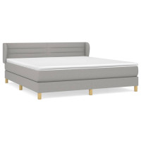 Produktbild för Ramsäng med madrass ljusgrå 180x200 cm tyg